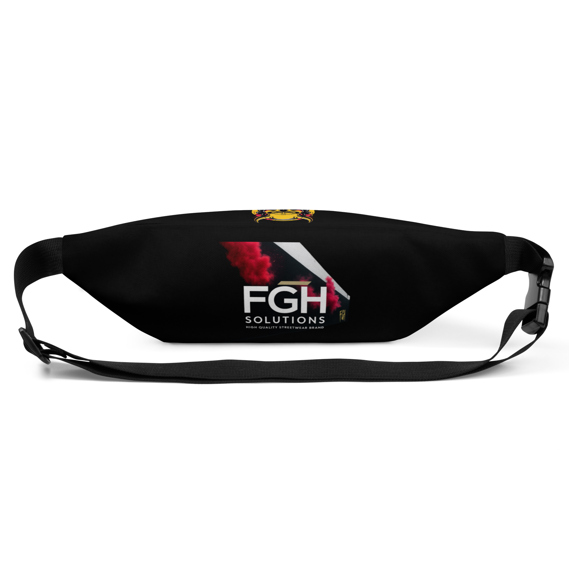 Black Devilz Athletics crossbody bag with graffiti-style devil head design and inner 666 print – streetwear fanny pack