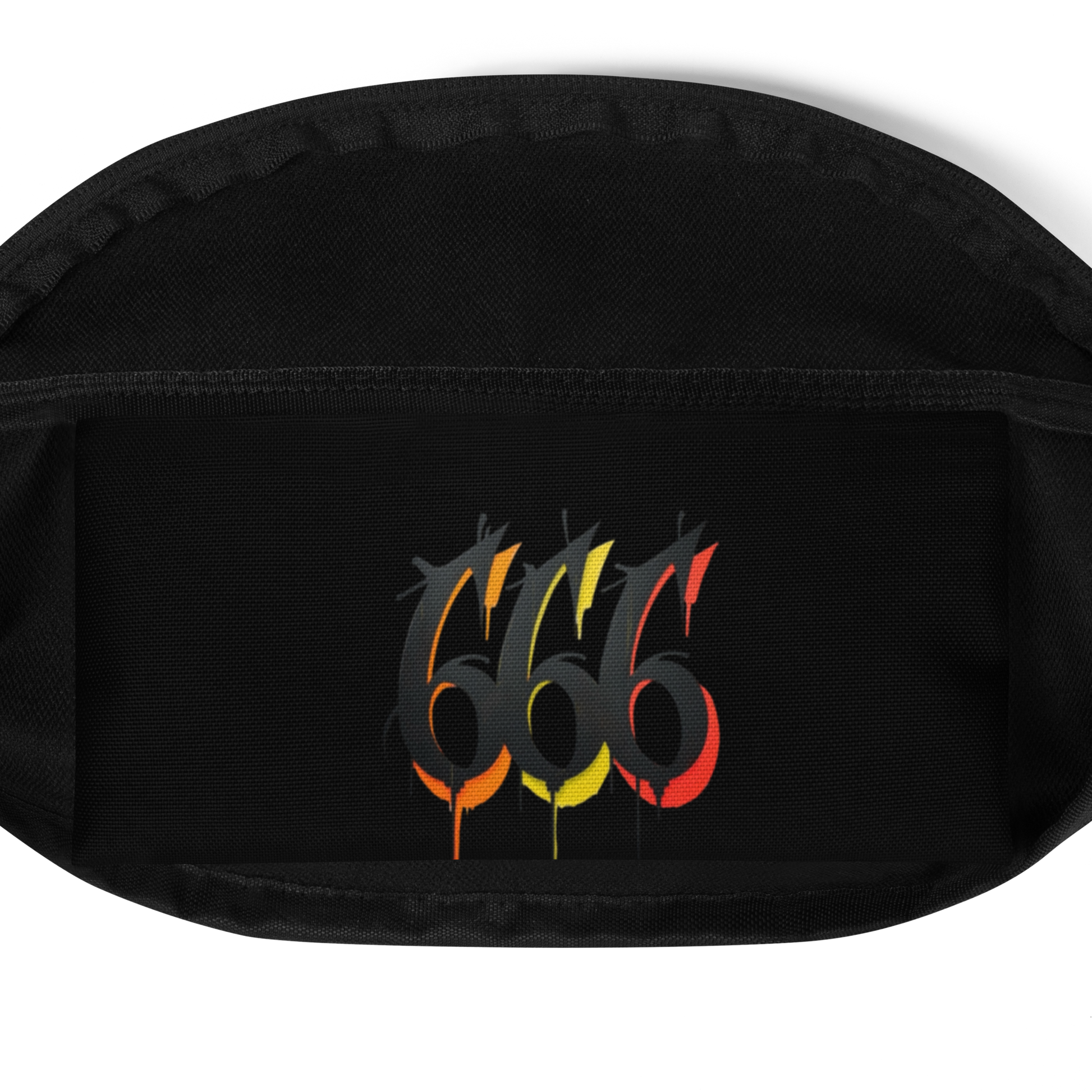 Black Devilz Athletics crossbody bag with graffiti-style devil head design and inner 666 print – streetwear fanny pack