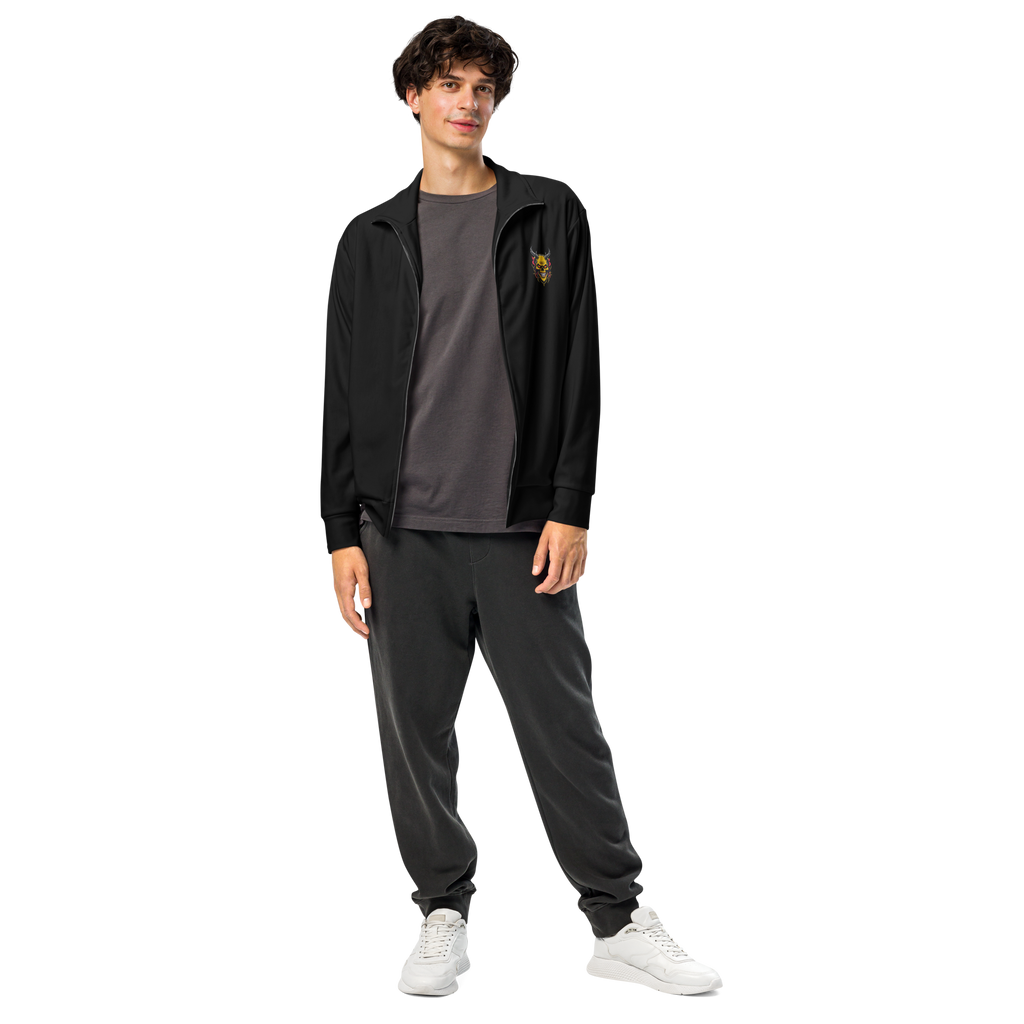Devilz Athletics Track Jacket – Black Zip-Up Graffiti Jacket for Men & Women – Urban Recycled Gymwear with Bold Backprint by FGH Collective
