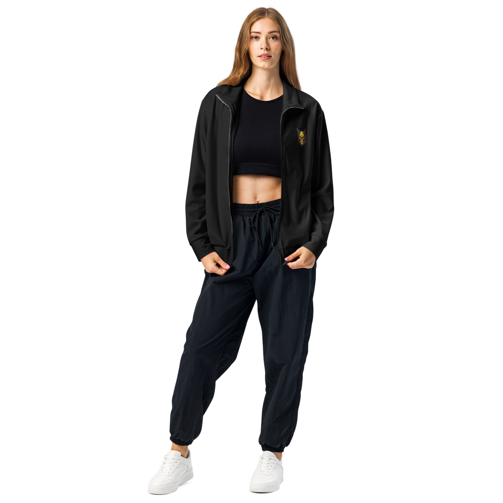 Devilz Athletics Track Jacket – Black Zip-Up Graffiti Jacket for Men & Women – Urban Recycled Gymwear with Bold Backprint by FGH Collective
