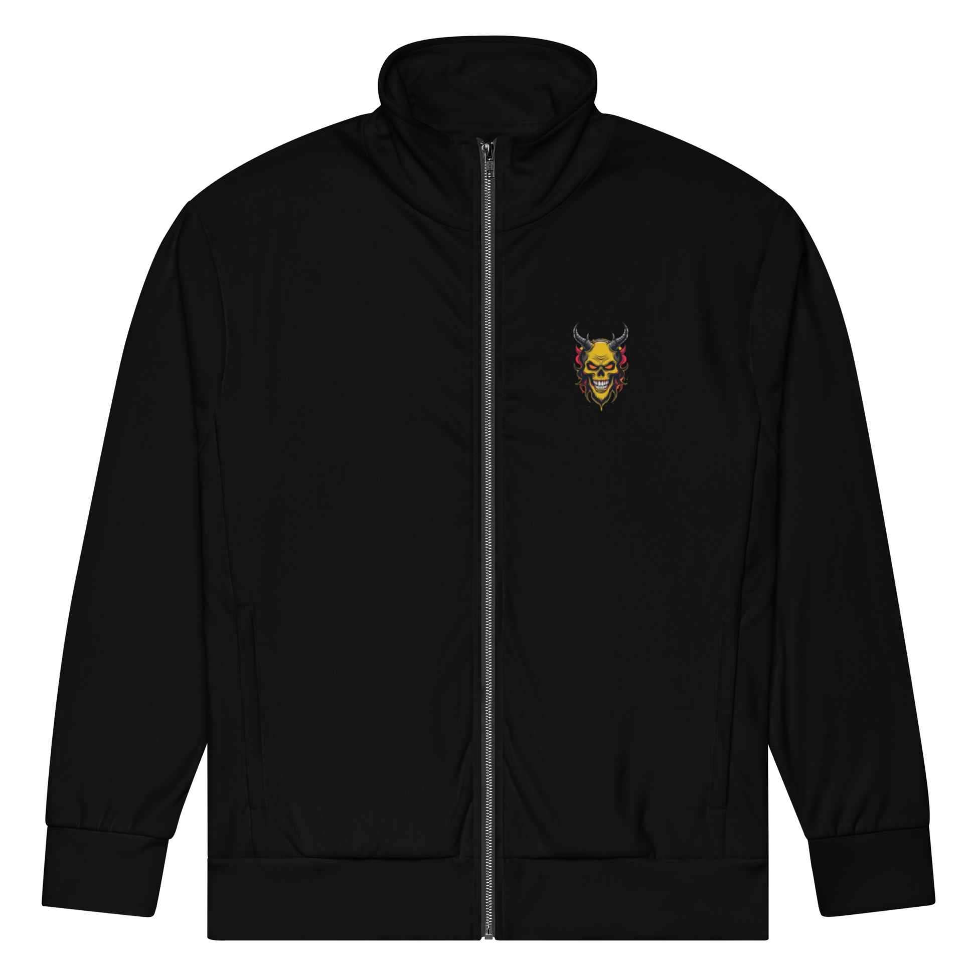 Devilz Athletics Track Jacket – Black Zip-Up Graffiti Jacket for Men & Women – Urban Recycled Gymwear with Bold Backprint by FGH Collective
