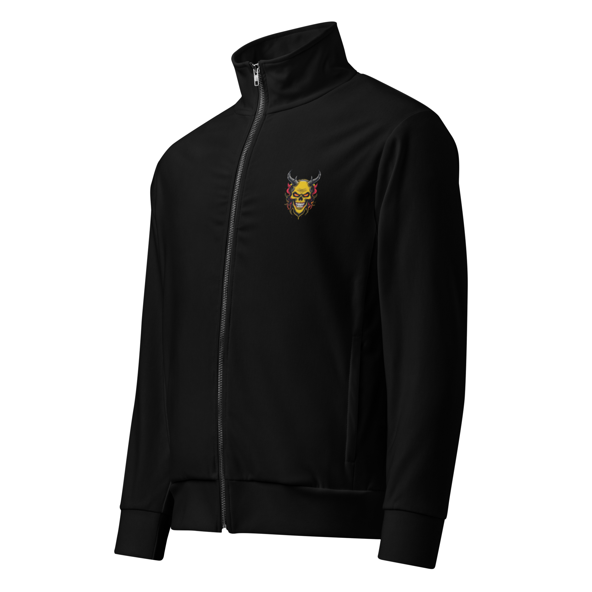 Devilz Athletics Track Jacket – Black Zip-Up Graffiti Jacket for Men & Women – Urban Recycled Gymwear with Bold Backprint by FGH Collective

