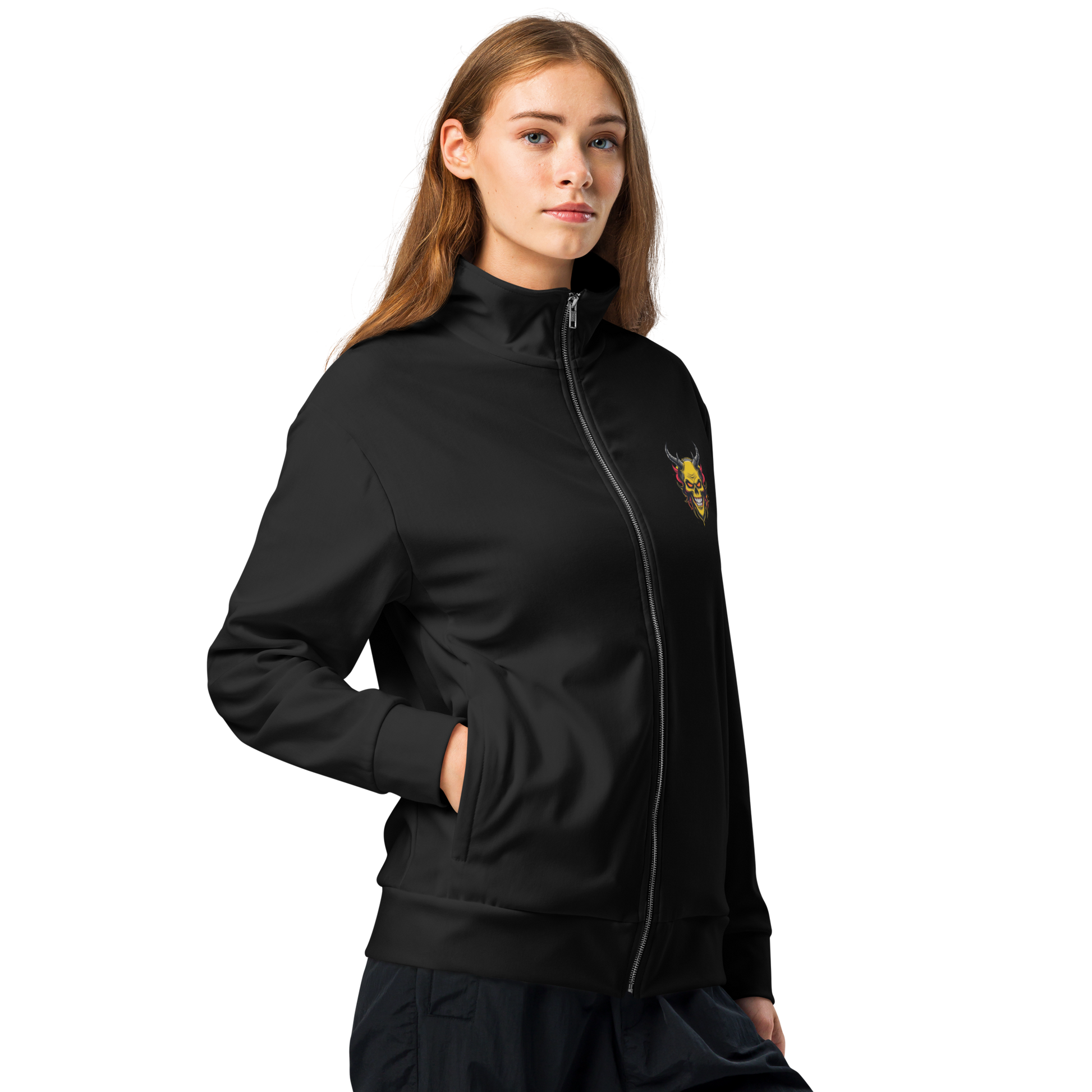 Devilz Athletics Track Jacket – Black Zip-Up Graffiti Jacket for Men & Women – Urban Recycled Gymwear with Bold Backprint by FGH Collective
