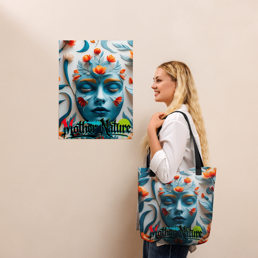 Colorful floral tote bag with orange, teal and red flowers – urban eco-style by FGH Hustle Collective
