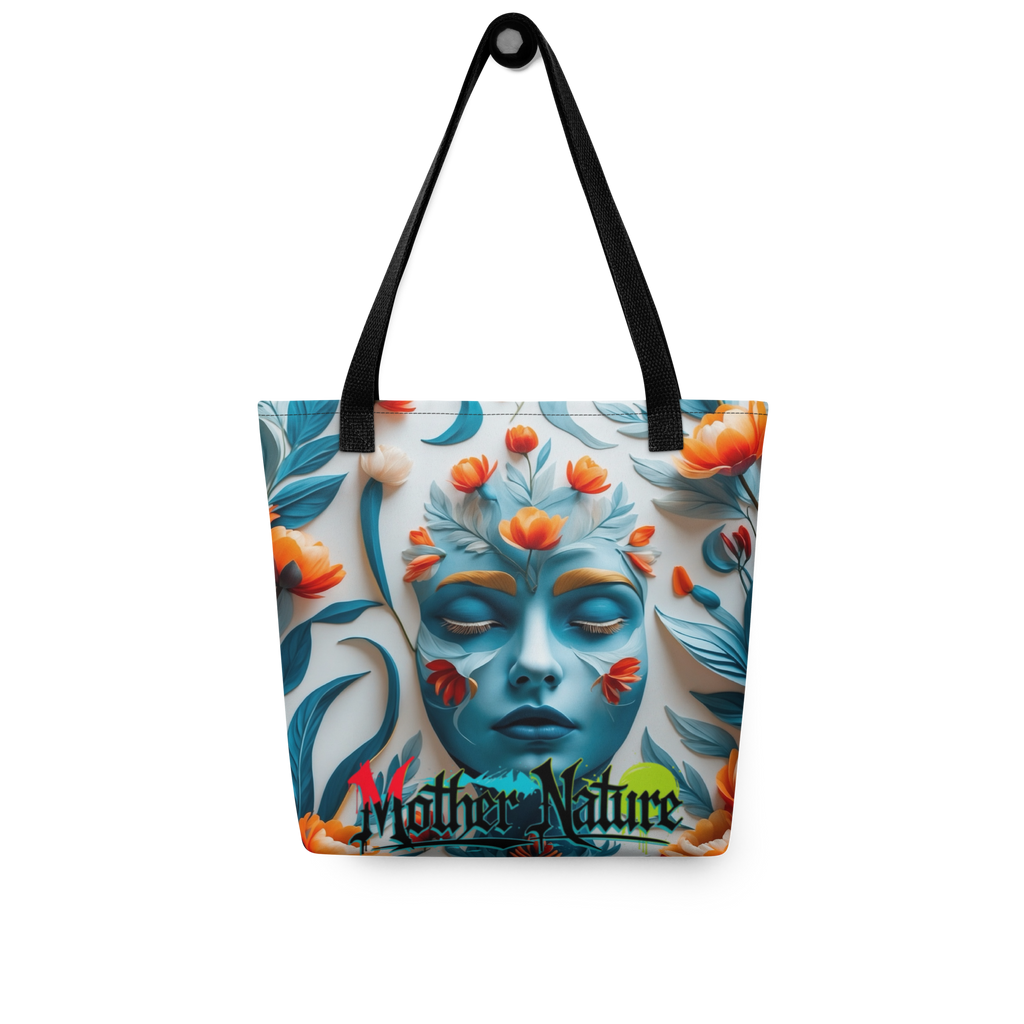 Colorful floral tote bag with orange, teal and red flowers – urban eco-style by FGH Hustle Collective
