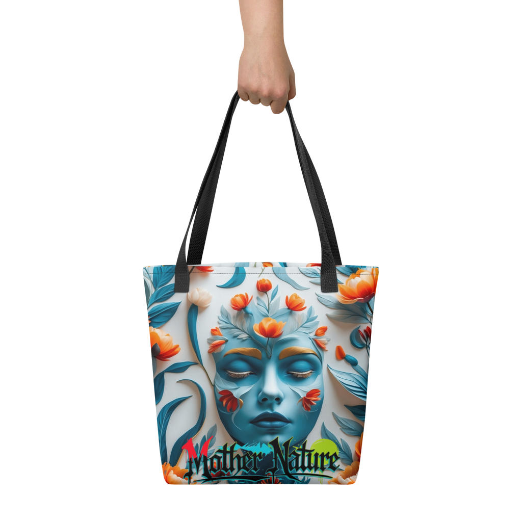 Colorful floral tote bag with orange, teal and red flowers – urban eco-style by FGH Hustle Collective
