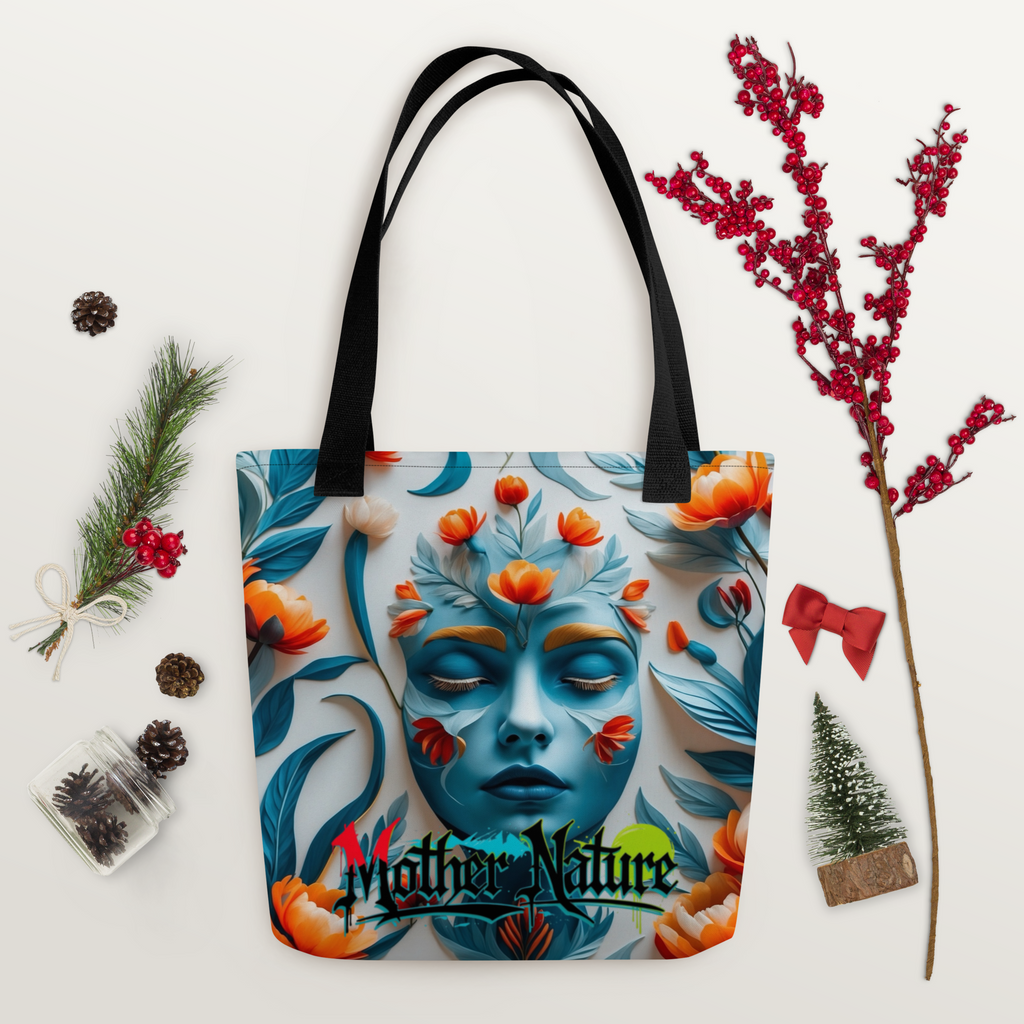 Colorful floral tote bag with orange, teal and red flowers – urban eco-style by FGH Hustle Collective
