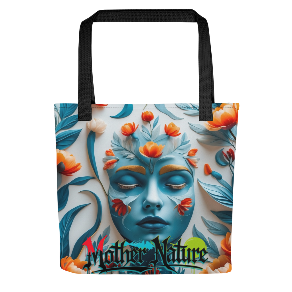 Colorful floral tote bag with orange, teal and red flowers – urban eco-style by FGH Hustle Collective
