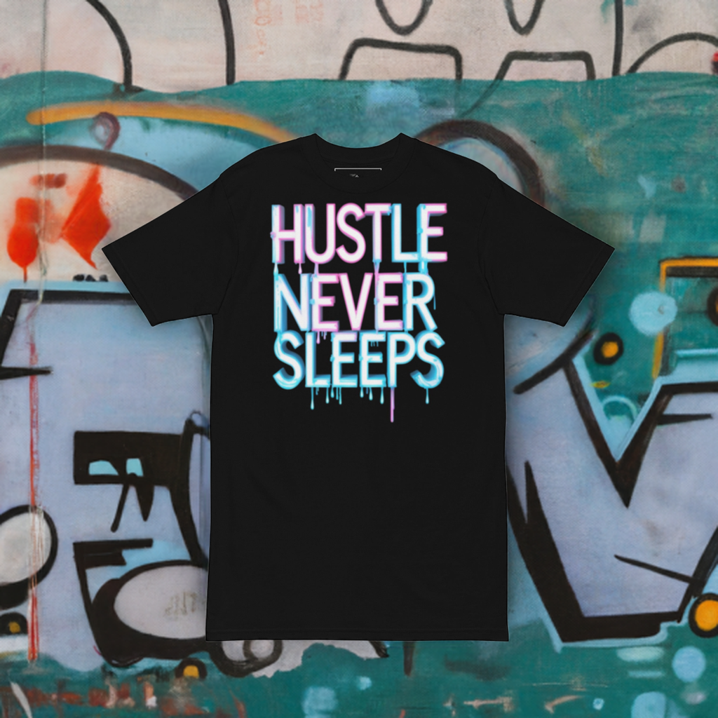 Hustle Never Sleeps Shirt – Heavyweight Premium Cotton Tee for Hustlers – Urban Streetwear by FGH Collective