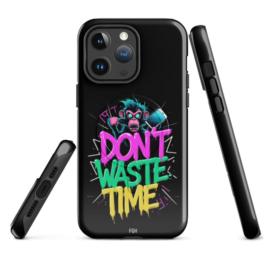 Don’t Waste Time iPhone MagSafe tough case featuring urban graffiti monkey design.