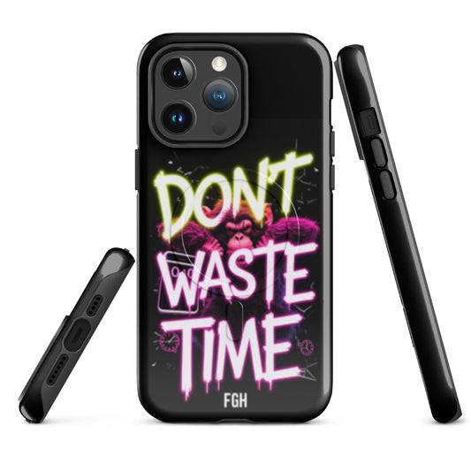 Don’t Waste Time iPhone MagSafe tough case featuring urban graffiti monkey design.