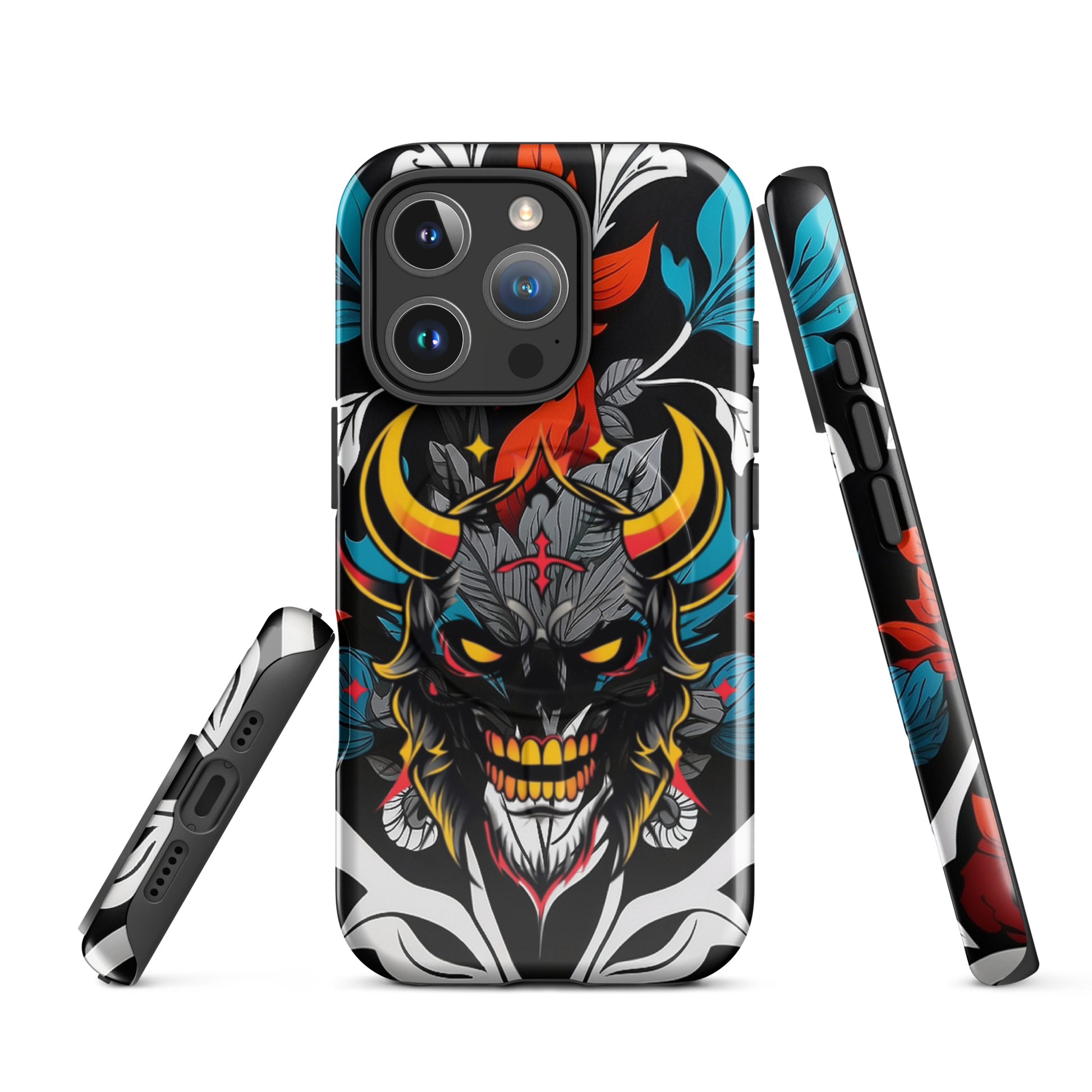 •	iPhone tough case with red and blue graffiti demon design – front view
	•	Dual-layer iPhone case with MagSafe® – streetwear graffiti style
	•	Close-up of Good and Evil demon artwork on protective phone case
	•	Tough iPhone cover with urban graffiti and devil graphics – back view
	•	Graffiti-themed shockproof case for iPhone with bold colors