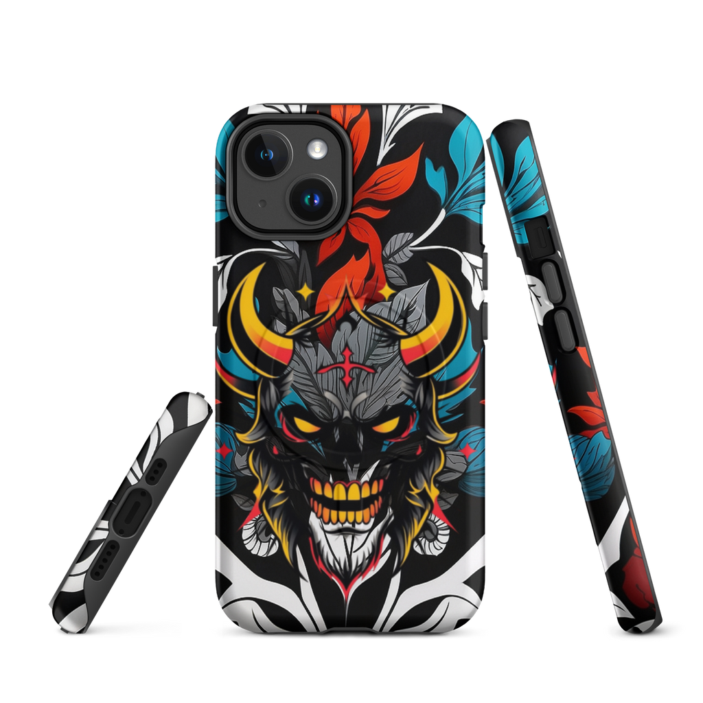 •	iPhone tough case with red and blue graffiti demon design – front view
	•	Dual-layer iPhone case with MagSafe® – streetwear graffiti style
	•	Close-up of Good and Evil demon artwork on protective phone case
	•	Tough iPhone cover with urban graffiti and devil graphics – back view
	•	Graffiti-themed shockproof case for iPhone with bold colors