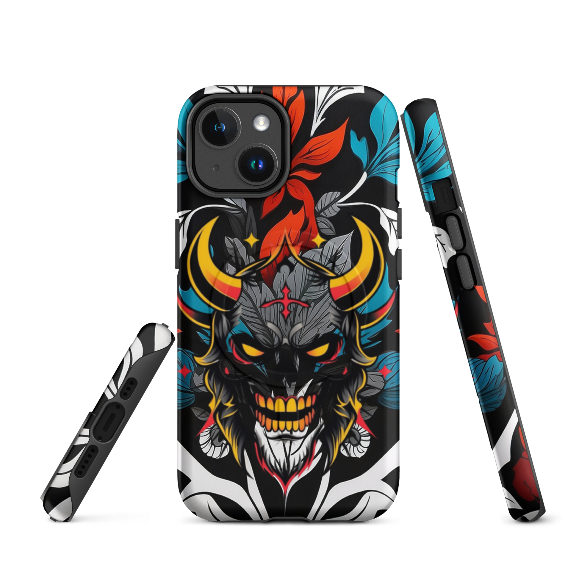 •	iPhone tough case with red and blue graffiti demon design – front view
	•	Dual-layer iPhone case with MagSafe® – streetwear graffiti style
	•	Close-up of Good and Evil demon artwork on protective phone case
	•	Tough iPhone cover with urban graffiti and devil graphics – back view
	•	Graffiti-themed shockproof case for iPhone with bold colors