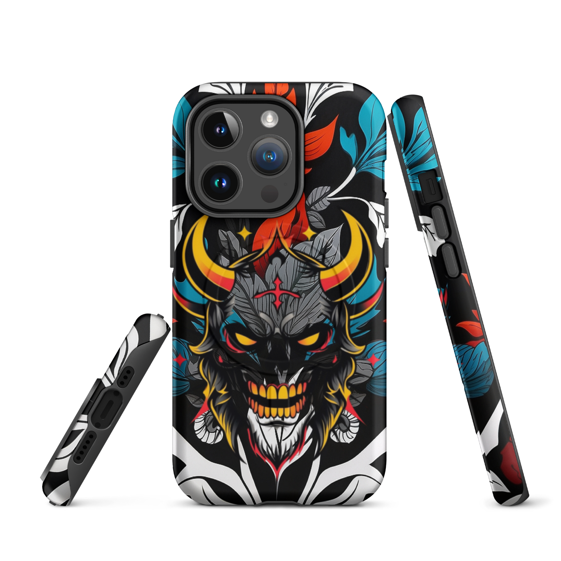 •	iPhone tough case with red and blue graffiti demon design – front view
	•	Dual-layer iPhone case with MagSafe® – streetwear graffiti style
	•	Close-up of Good and Evil demon artwork on protective phone case
	•	Tough iPhone cover with urban graffiti and devil graphics – back view
	•	Graffiti-themed shockproof case for iPhone with bold colors