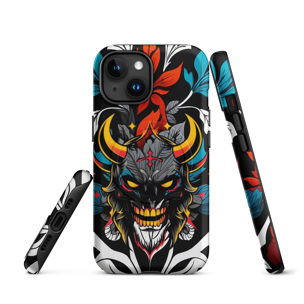 •	iPhone tough case with red and blue graffiti demon design – front view
	•	Dual-layer iPhone case with MagSafe® – streetwear graffiti style
	•	Close-up of Good and Evil demon artwork on protective phone case
	•	Tough iPhone cover with urban graffiti and devil graphics – back view
	•	Graffiti-themed shockproof case for iPhone with bold colors