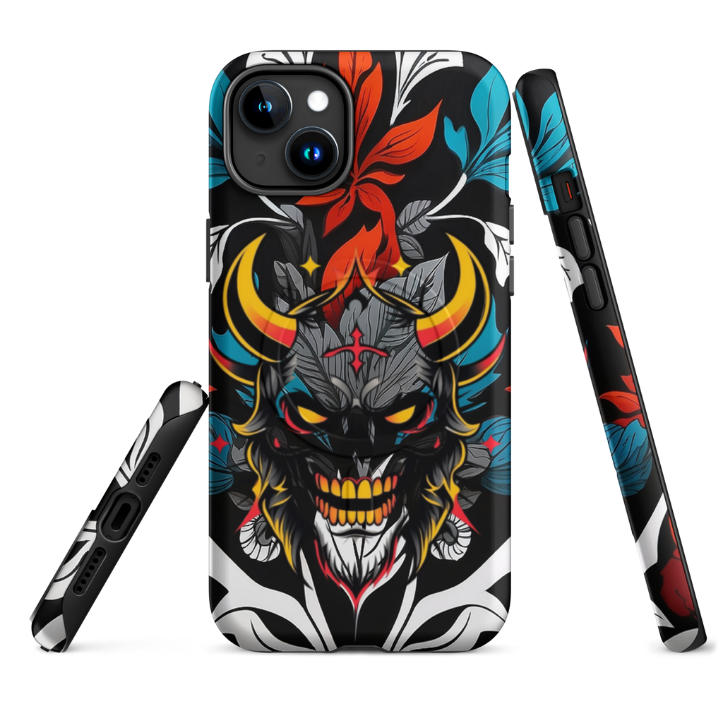 •	iPhone tough case with red and blue graffiti demon design – front view
	•	Dual-layer iPhone case with MagSafe® – streetwear graffiti style
	•	Close-up of Good and Evil demon artwork on protective phone case
	•	Tough iPhone cover with urban graffiti and devil graphics – back view
	•	Graffiti-themed shockproof case for iPhone with bold colors