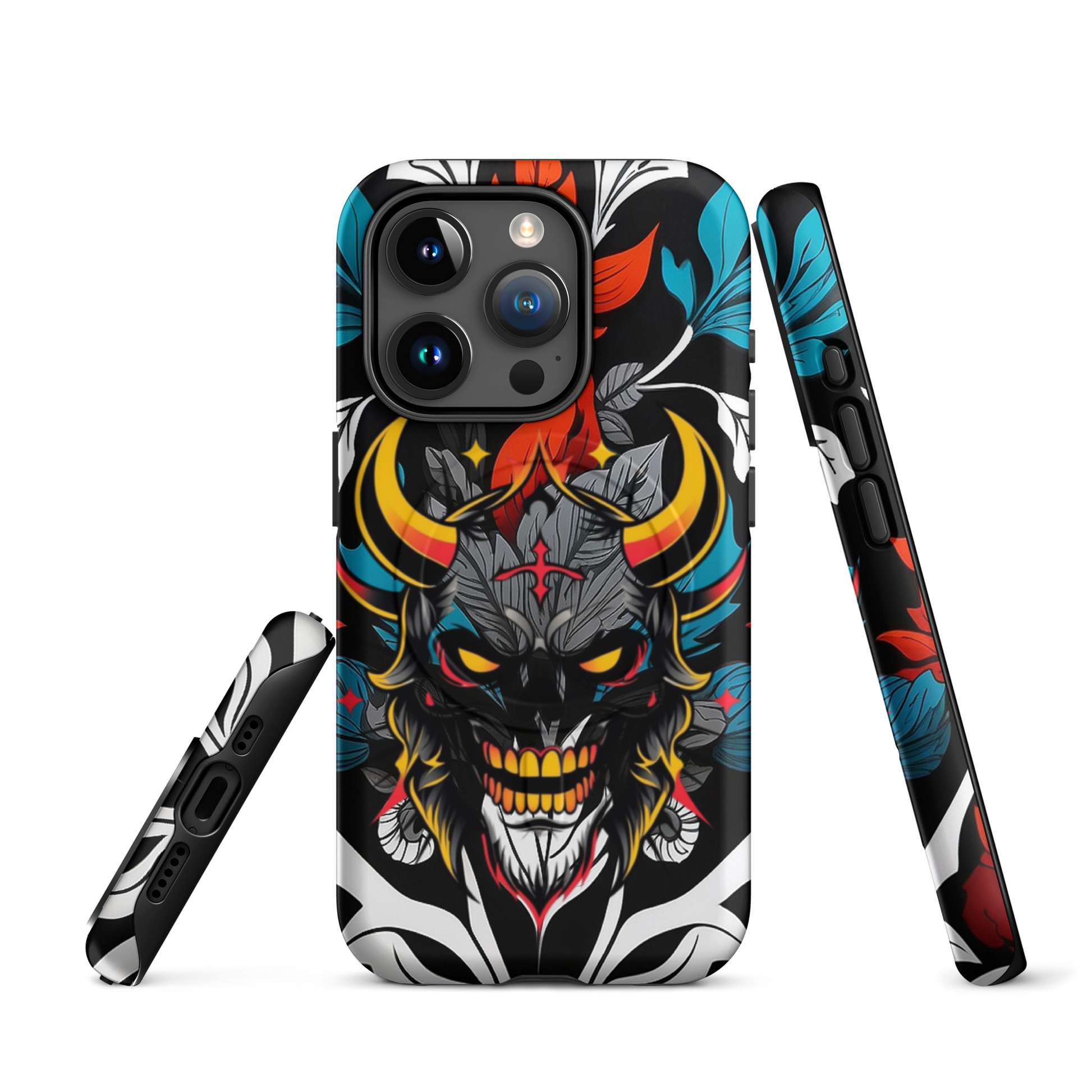 •	iPhone tough case with red and blue graffiti demon design – front view
	•	Dual-layer iPhone case with MagSafe® – streetwear graffiti style
	•	Close-up of Good and Evil demon artwork on protective phone case
	•	Tough iPhone cover with urban graffiti and devil graphics – back view
	•	Graffiti-themed shockproof case for iPhone with bold colors