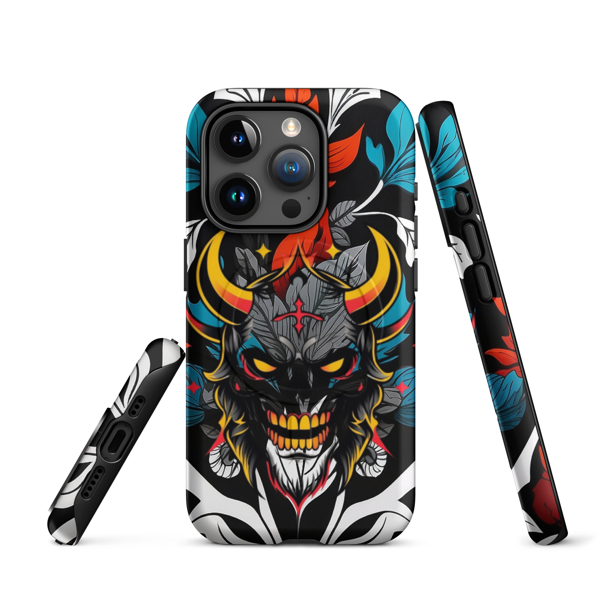•	iPhone tough case with red and blue graffiti demon design – front view
	•	Dual-layer iPhone case with MagSafe® – streetwear graffiti style
	•	Close-up of Good and Evil demon artwork on protective phone case
	•	Tough iPhone cover with urban graffiti and devil graphics – back view
	•	Graffiti-themed shockproof case for iPhone with bold colors