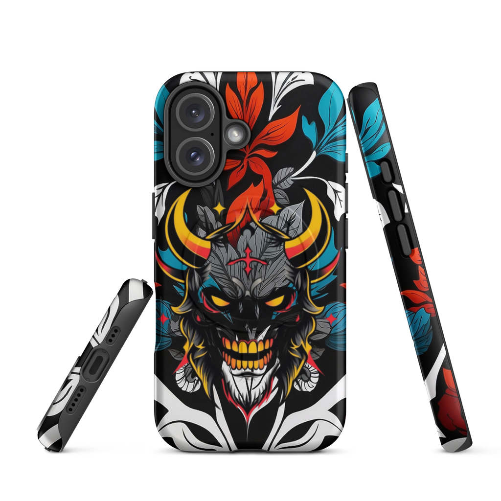 •	iPhone tough case with red and blue graffiti demon design – front view
	•	Dual-layer iPhone case with MagSafe® – streetwear graffiti style
	•	Close-up of Good and Evil demon artwork on protective phone case
	•	Tough iPhone cover with urban graffiti and devil graphics – back view
	•	Graffiti-themed shockproof case for iPhone with bold colors