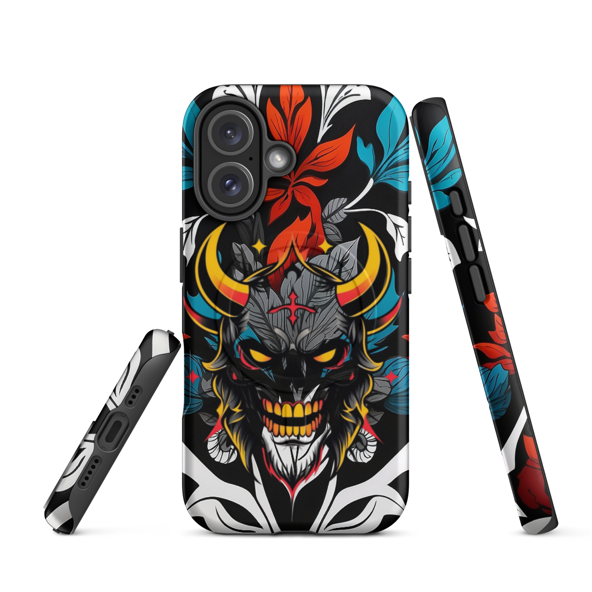 •	iPhone tough case with red and blue graffiti demon design – front view
	•	Dual-layer iPhone case with MagSafe® – streetwear graffiti style
	•	Close-up of Good and Evil demon artwork on protective phone case
	•	Tough iPhone cover with urban graffiti and devil graphics – back view
	•	Graffiti-themed shockproof case for iPhone with bold colors