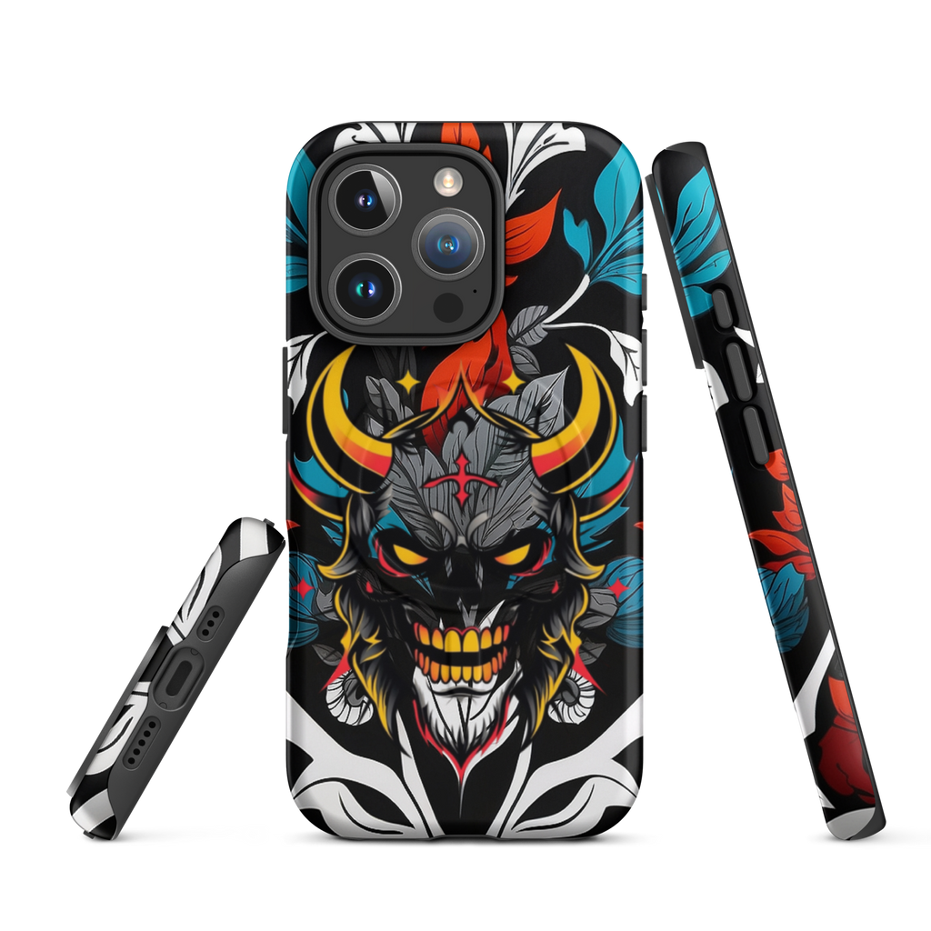•	iPhone tough case with red and blue graffiti demon design – front view
	•	Dual-layer iPhone case with MagSafe® – streetwear graffiti style
	•	Close-up of Good and Evil demon artwork on protective phone case
	•	Tough iPhone cover with urban graffiti and devil graphics – back view
	•	Graffiti-themed shockproof case for iPhone with bold colors