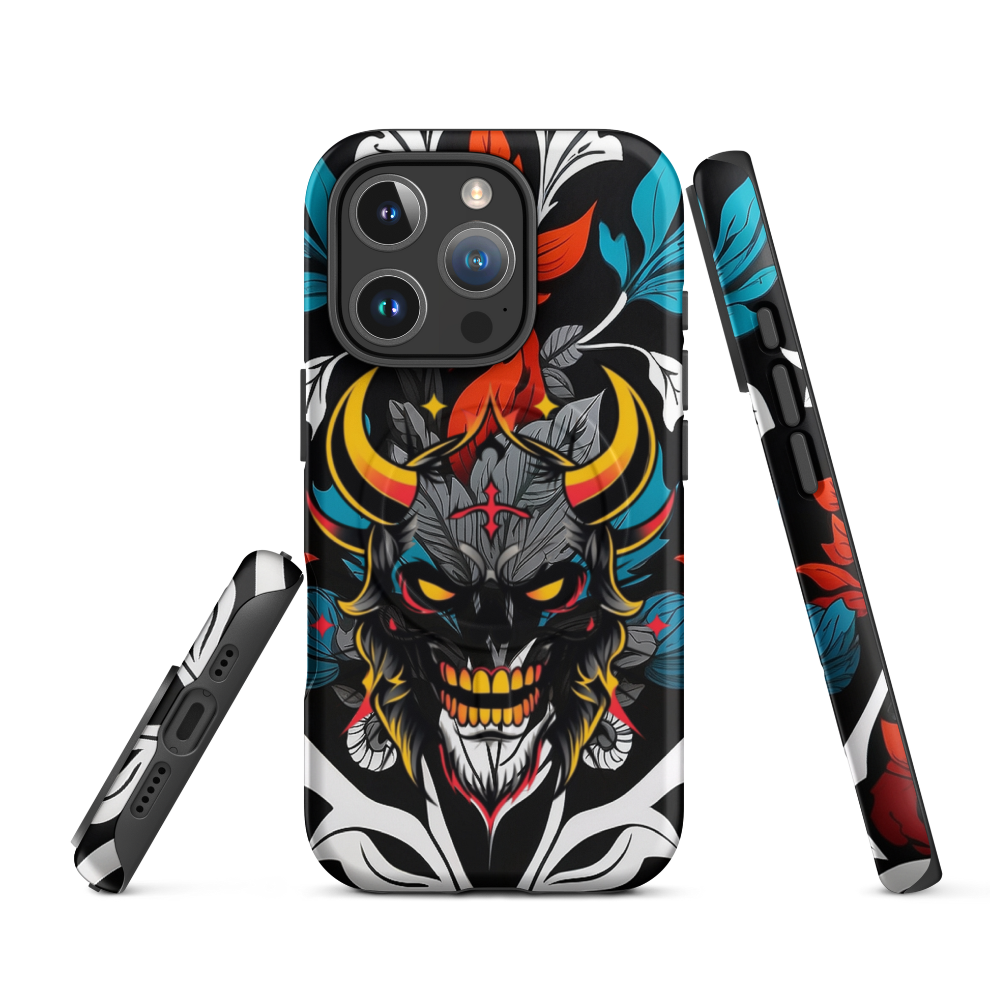 •	iPhone tough case with red and blue graffiti demon design – front view
	•	Dual-layer iPhone case with MagSafe® – streetwear graffiti style
	•	Close-up of Good and Evil demon artwork on protective phone case
	•	Tough iPhone cover with urban graffiti and devil graphics – back view
	•	Graffiti-themed shockproof case for iPhone with bold colors
