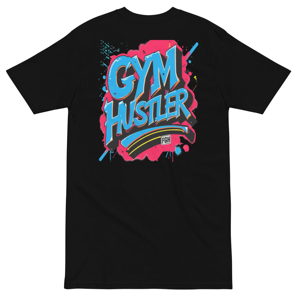 Black Beastmode Gym Hustler cotton shirt with urban graffiti design, premium streetwear for dedicated athletes.