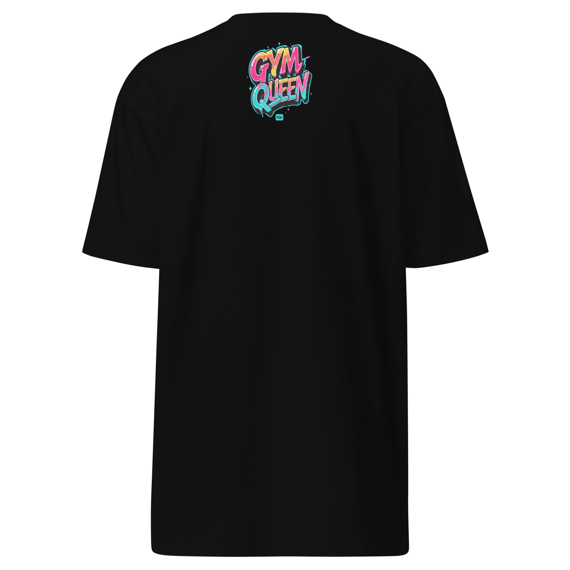 FGH Women’s Gymqueen T-shirt in black premium cotton, featuring empowering design.