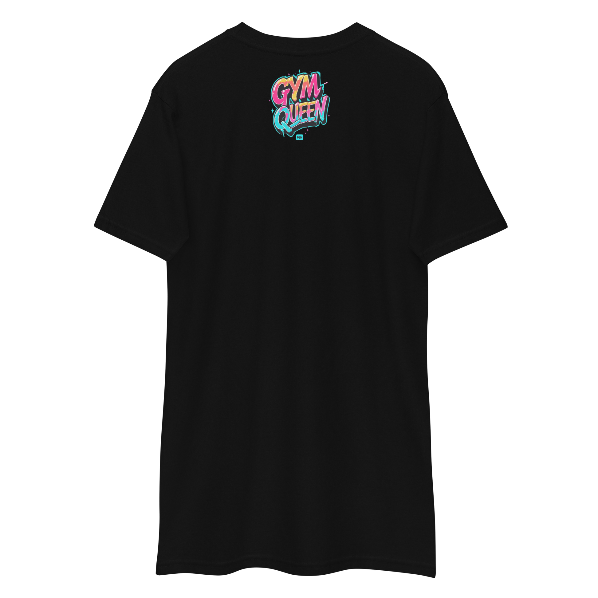 FGH Women’s Gymqueen T-shirt in black premium cotton, featuring empowering design.