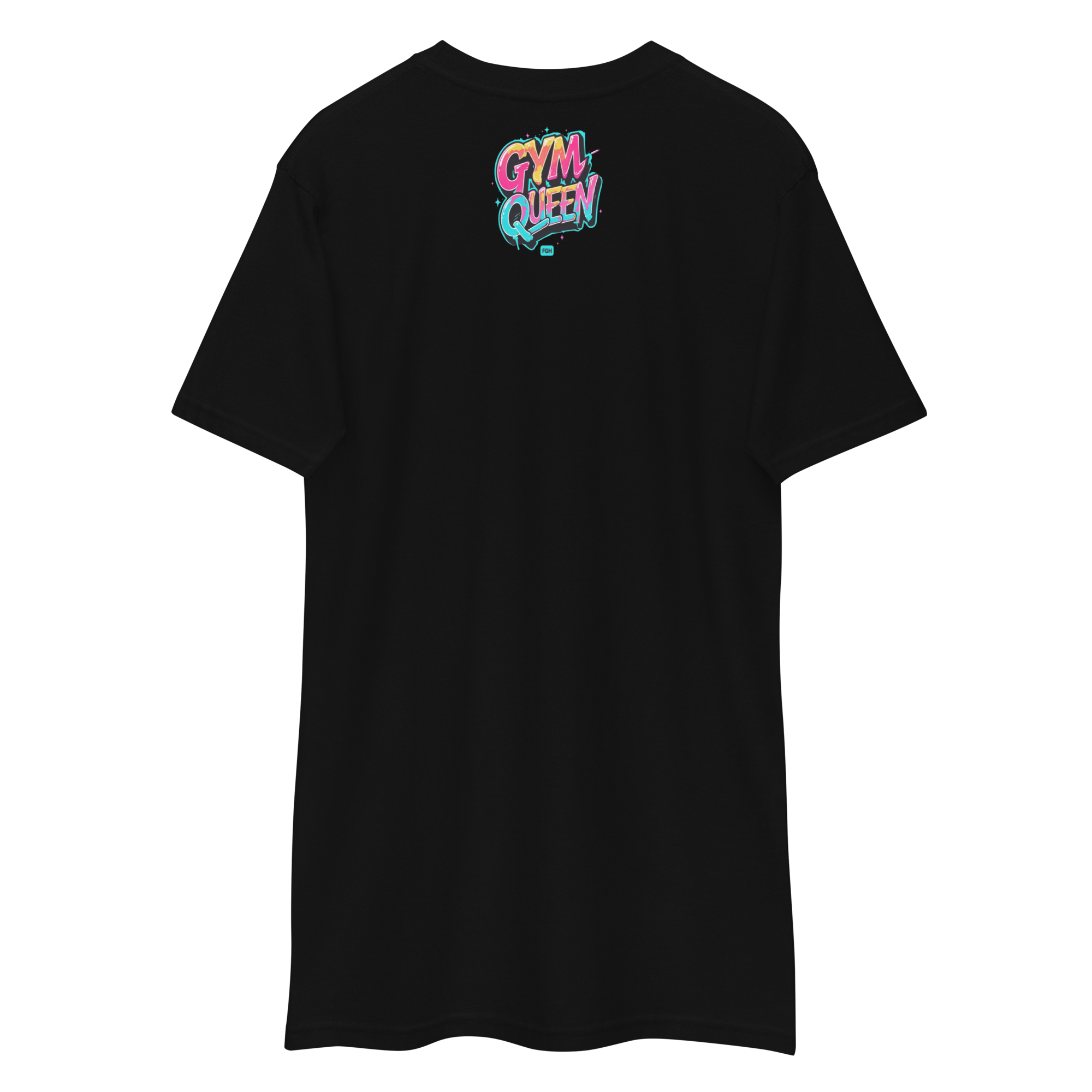 FGH Women’s Gymqueen T-shirt in black premium cotton, featuring empowering design.