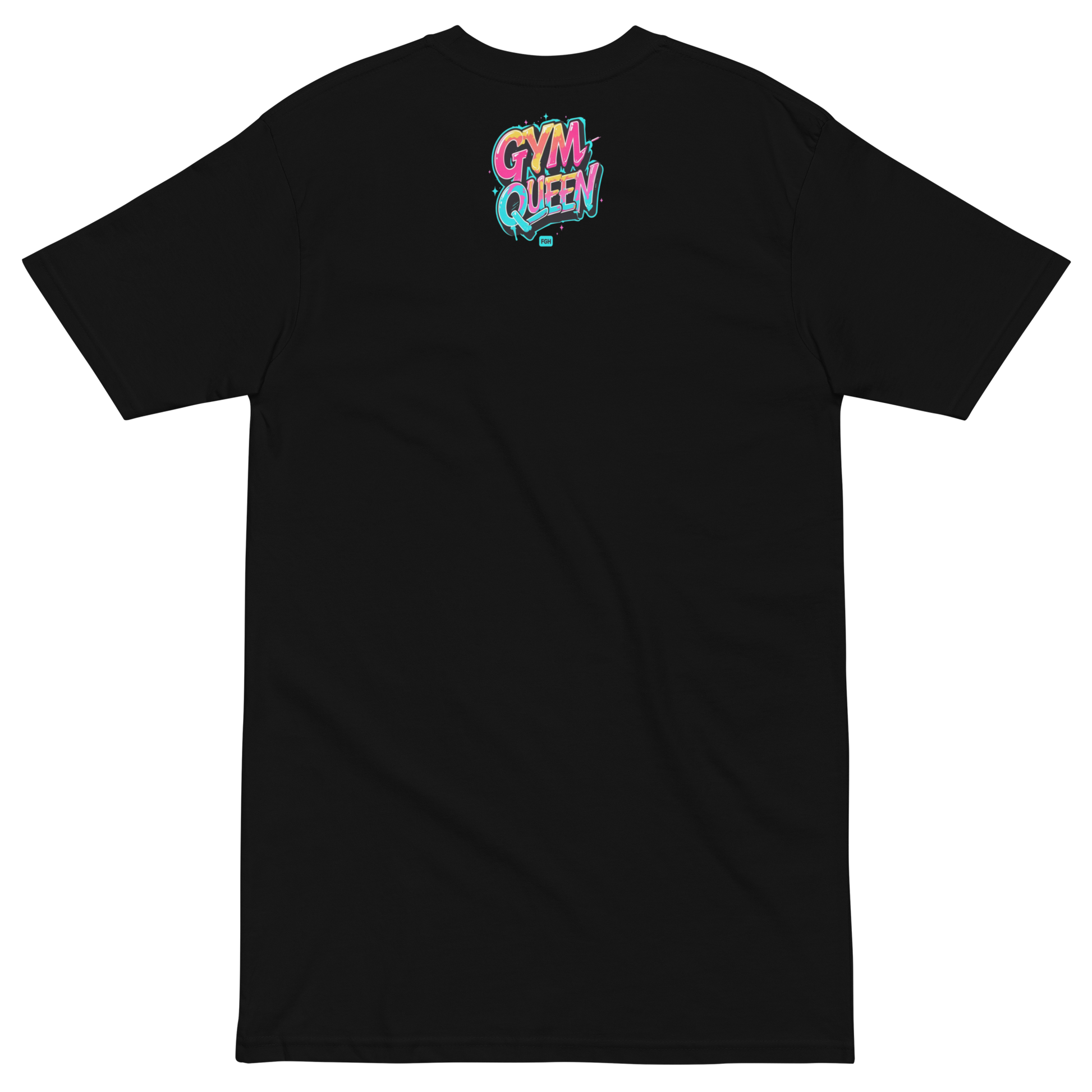 FGH Women’s Gymqueen T-shirt in black premium cotton, featuring empowering design.