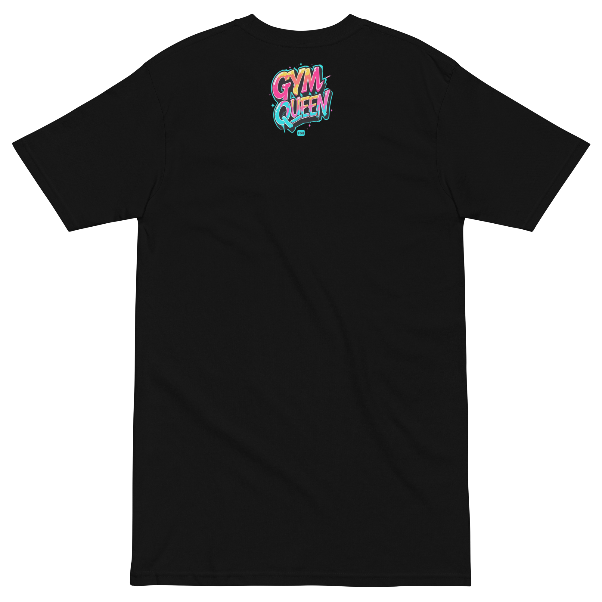 FGH Women’s Gymqueen T-shirt in black premium cotton, featuring empowering design.