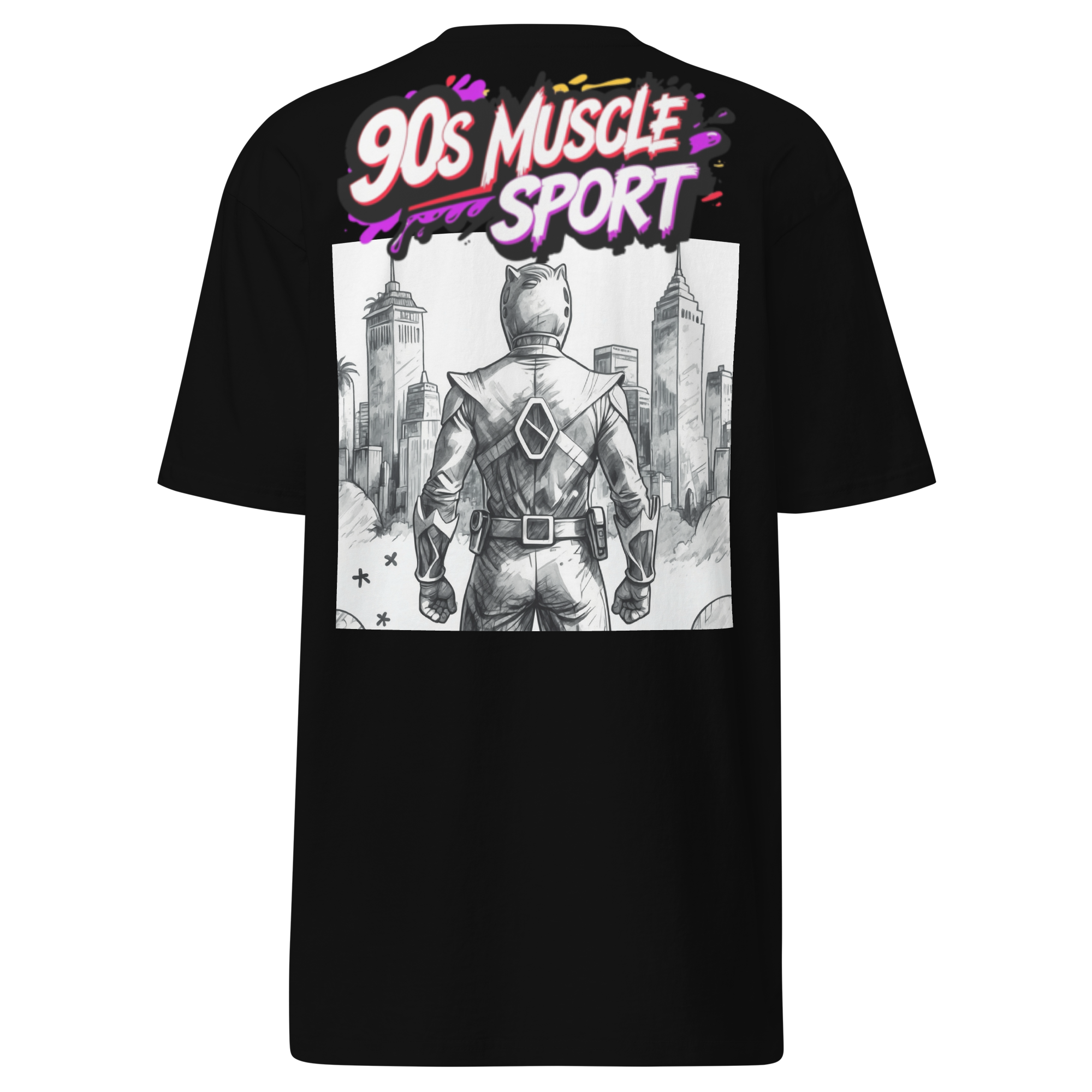 Black Gym Hustler Muscle Shirt – Premium heavyweight cotton streetwear with bold 90s sport design by FGH