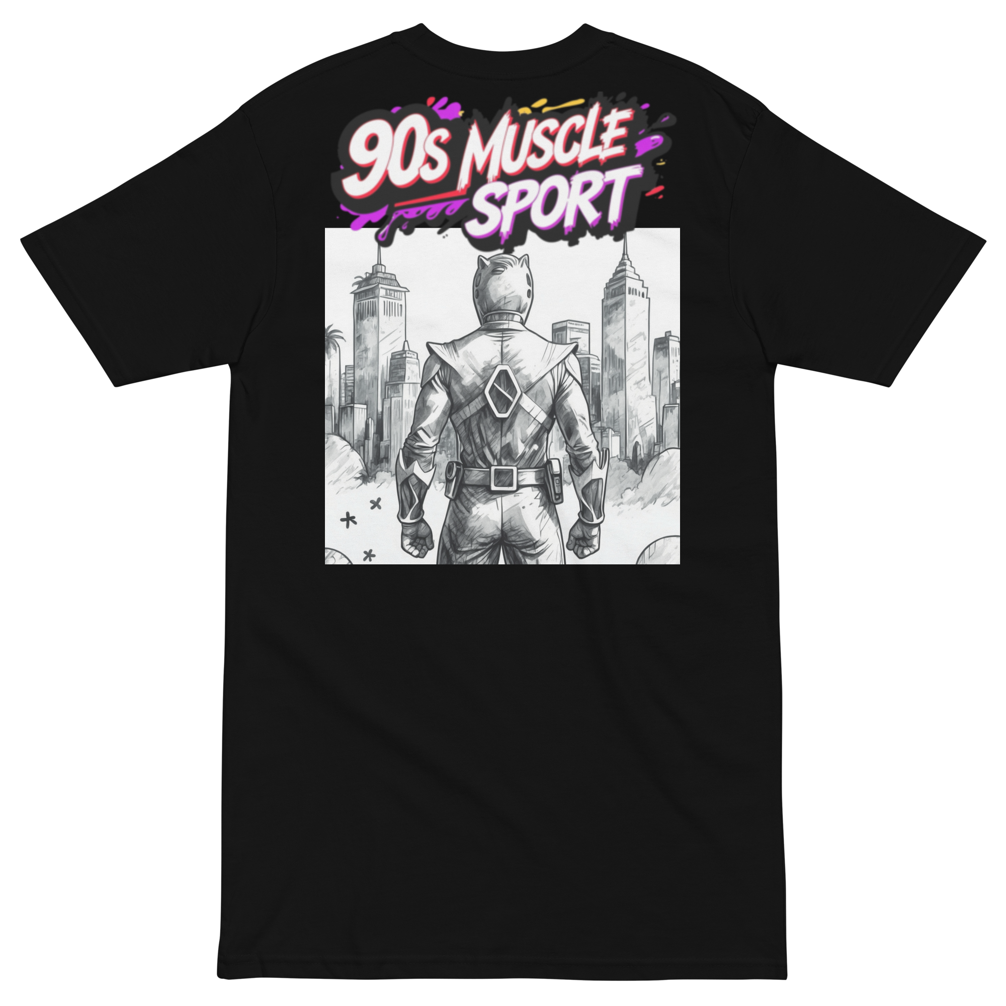 Black Gym Hustler Muscle Shirt – Premium heavyweight cotton streetwear with bold 90s sport design by FGH