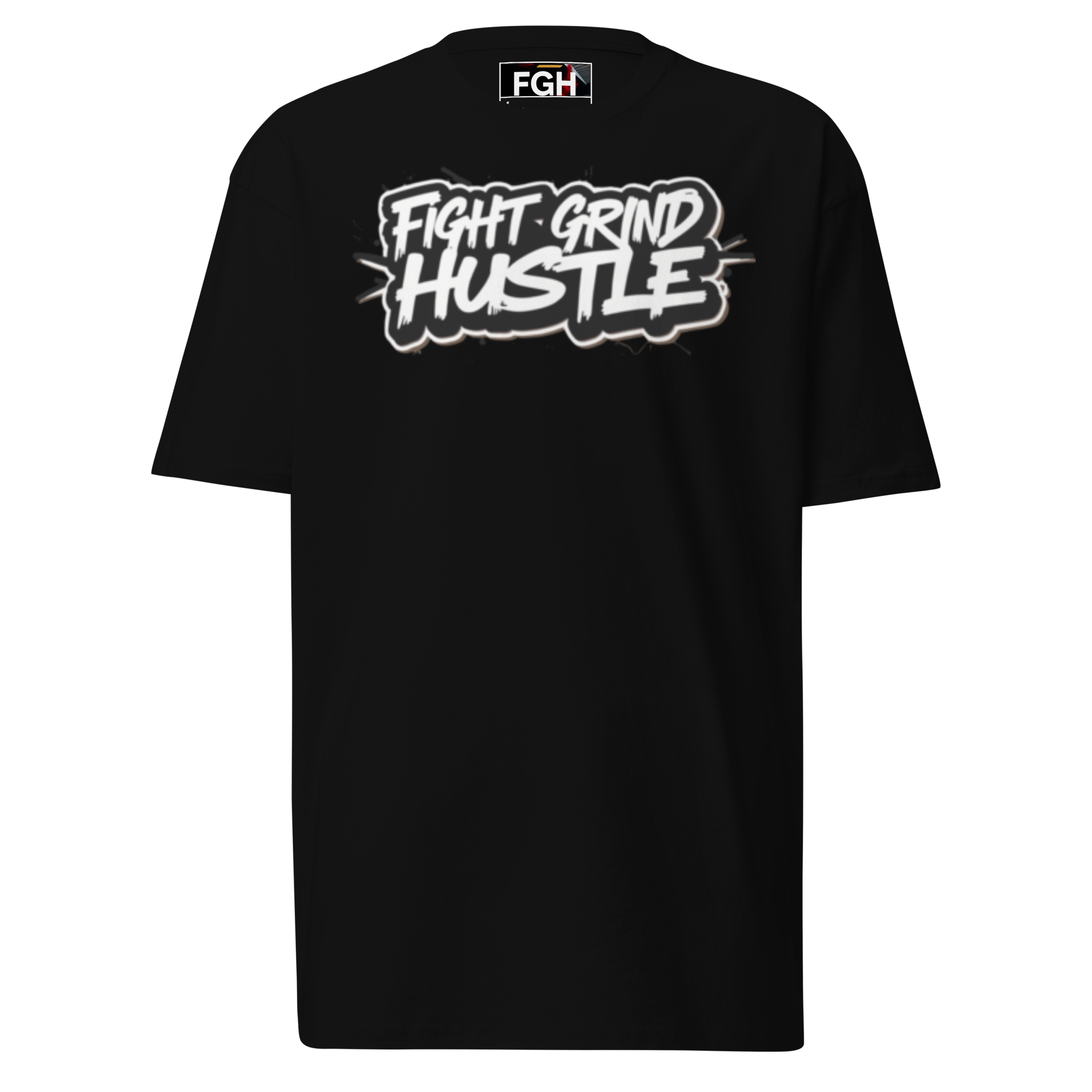 Black Gym Hustler Muscle Shirt – Premium heavyweight cotton streetwear with bold 90s sport design by FGH