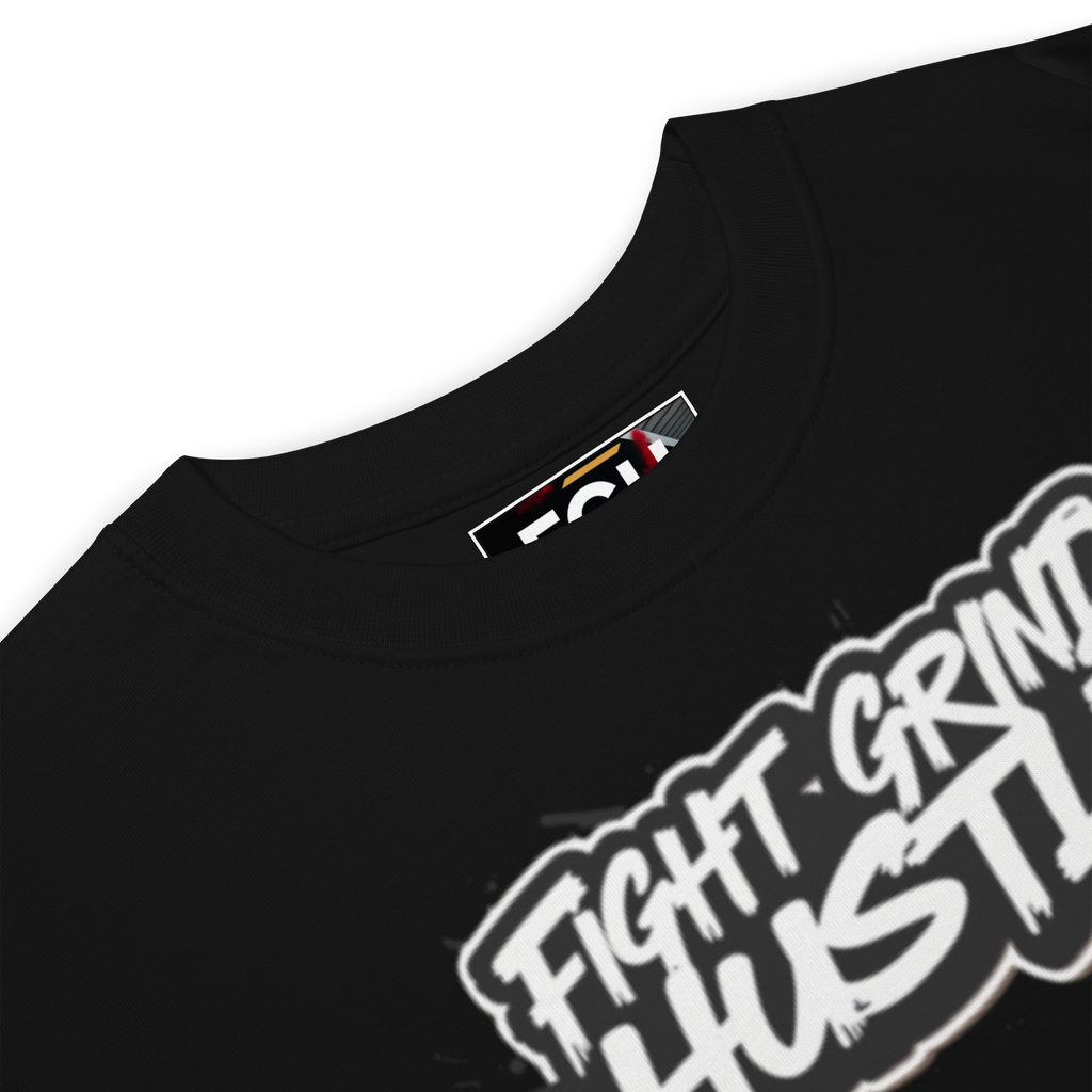 Black Gym Hustler Muscle Shirt – Premium heavyweight cotton streetwear with bold 90s sport design by FGH