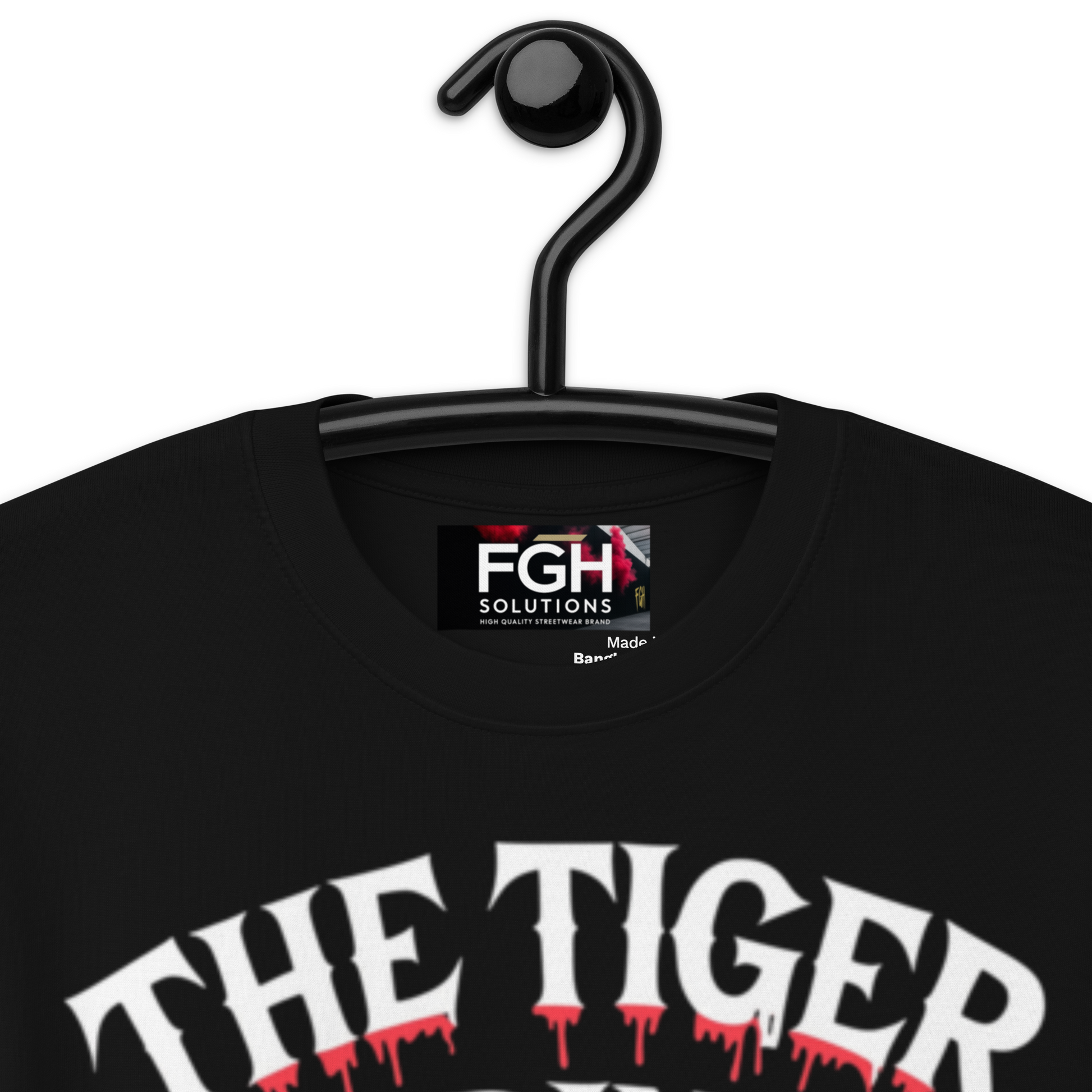 Tiger Grind Premium Cotton T-Shirt in Schwarz - Bold Graffiti Tiger Design Streetwear