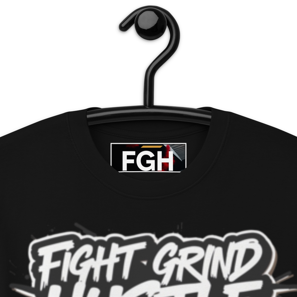 Black Gym Hustler Muscle Shirt – Premium heavyweight cotton streetwear with bold 90s sport design by FGH