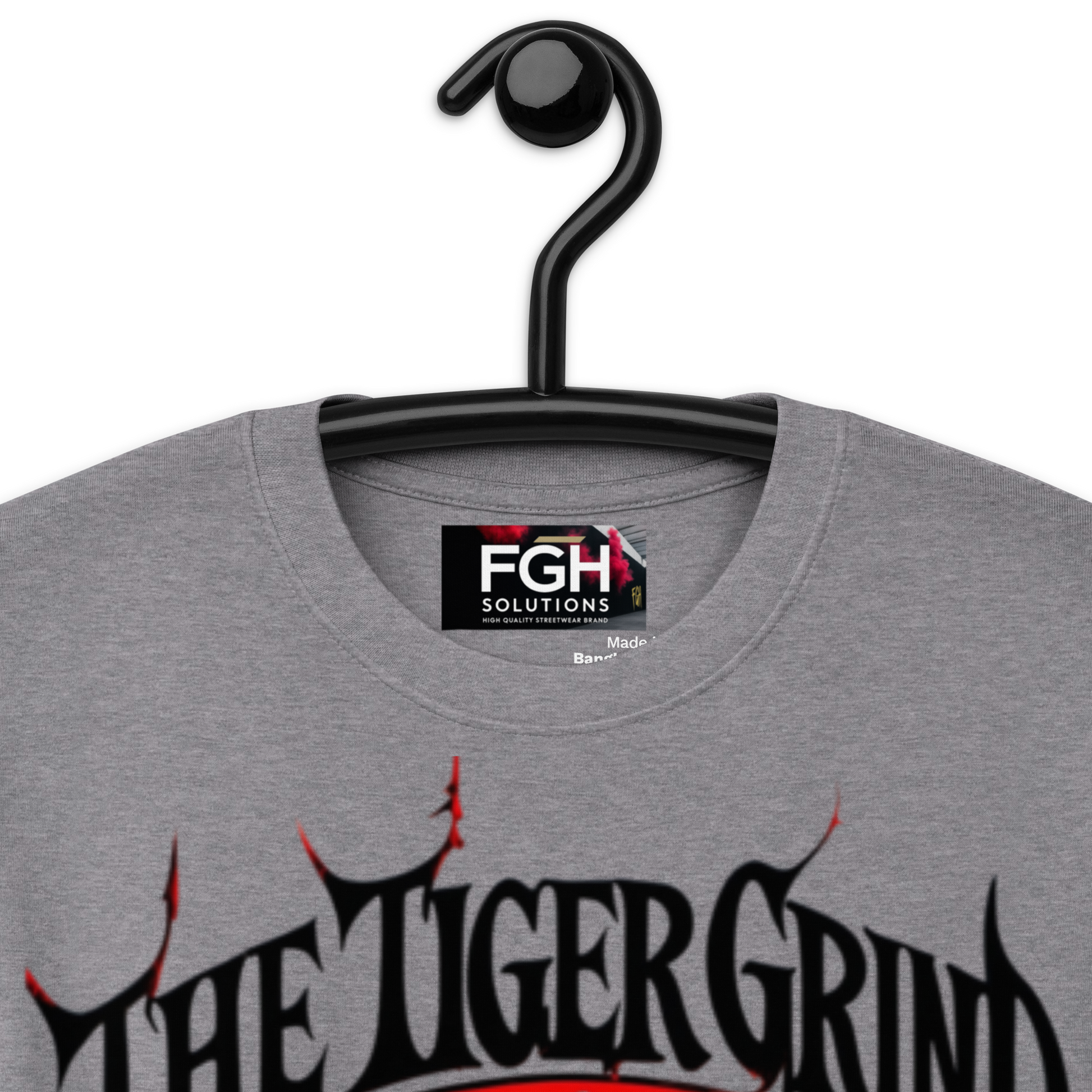 "Tiger Grind Premium Cotton T-Shirt in Brick Red - Graffiti Tiger Power Design"