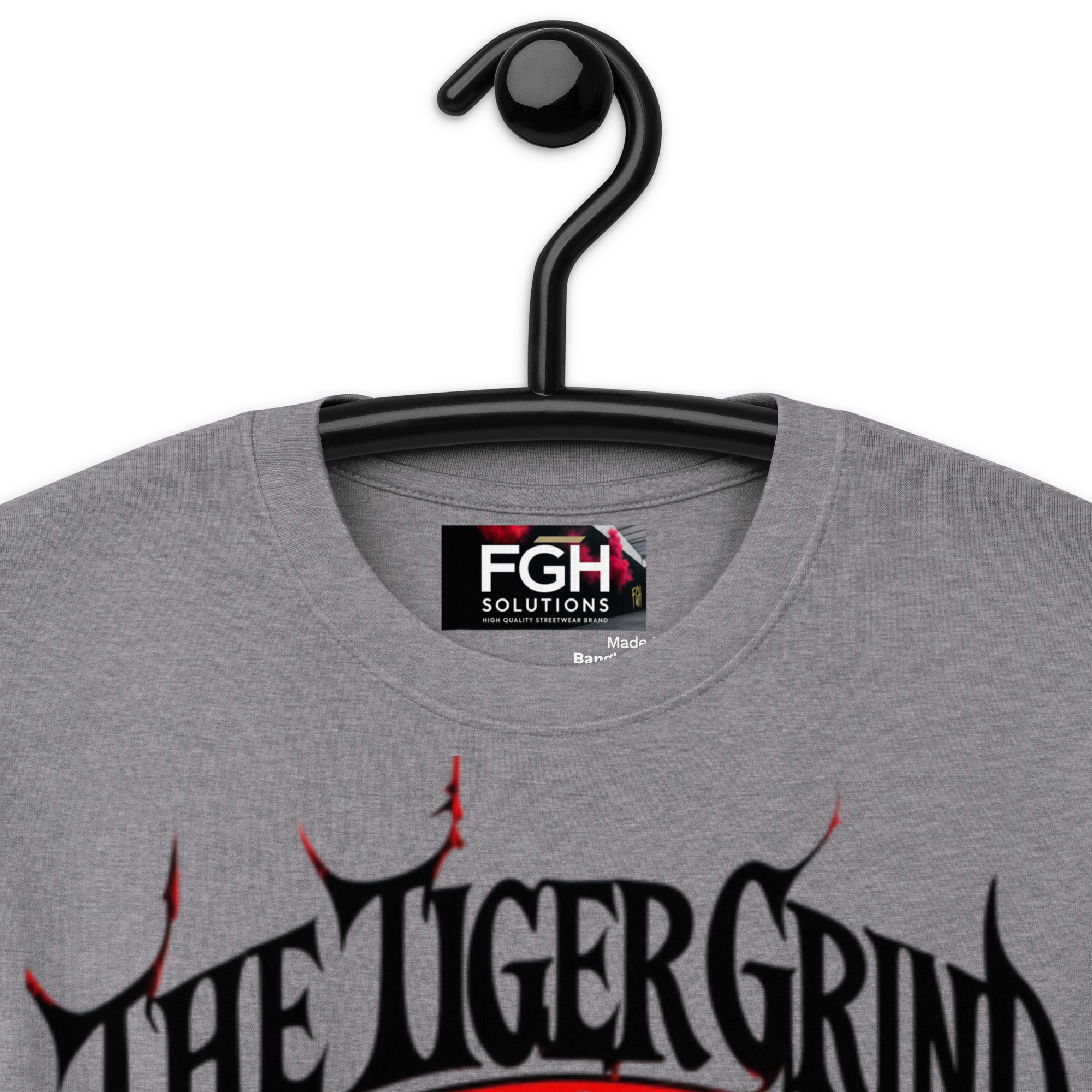 "Tiger Grind Premium Cotton T-Shirt in Brick Red - Graffiti Tiger Power Design"