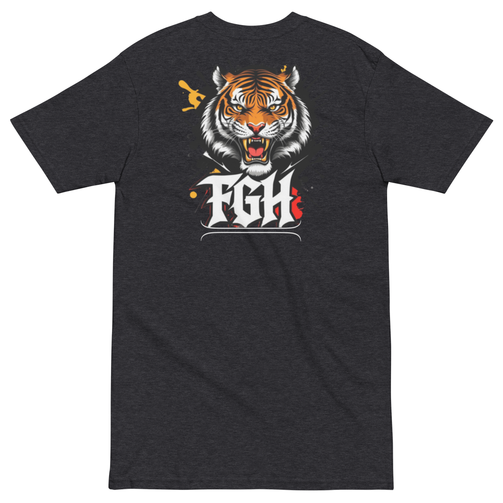 "Tiger Grind Premium Cotton T-Shirt in Schwarz - Bold Graffiti Tiger Design Streetwear"