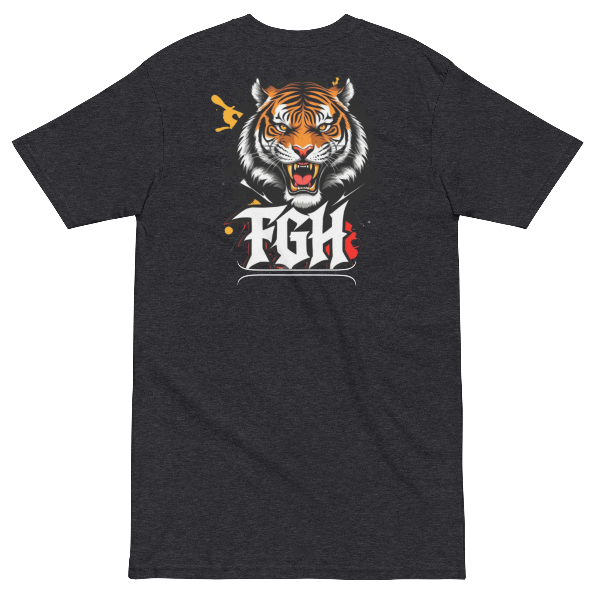 "Tiger Grind Premium Cotton T-Shirt in Schwarz - Bold Graffiti Tiger Design Streetwear"