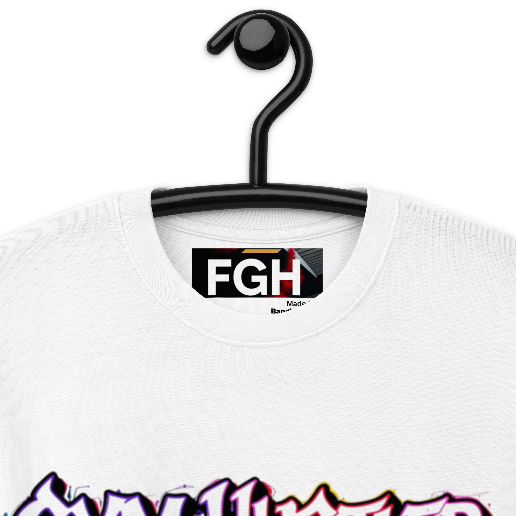 90s Muscle Sport – Gym Hustler heavyweight cotton t-shirt with neon graffiti lettering and Power Ranger hatching artwork, premium streetwear for training and lifestyle