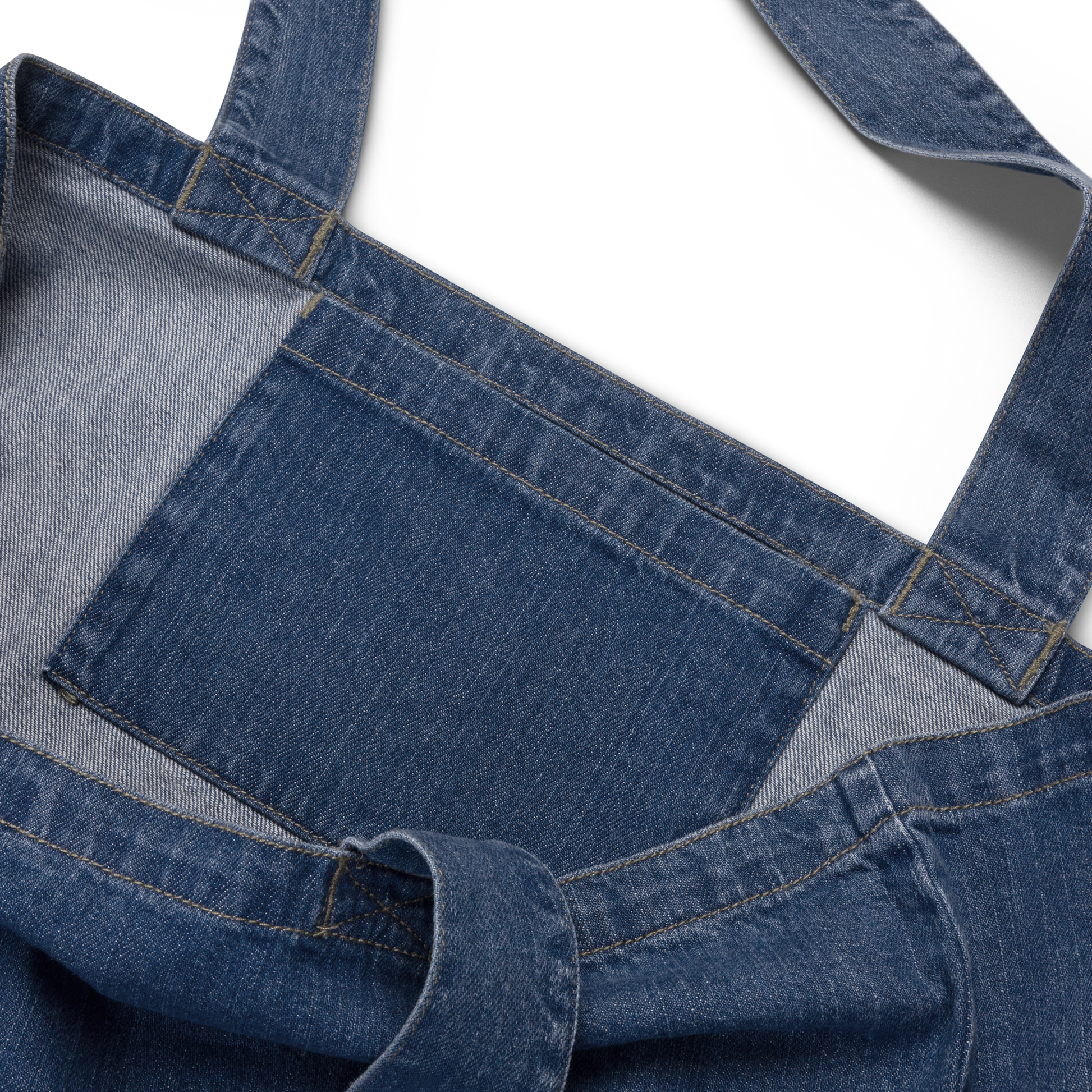 Organic denim tote bag with colorful handpainted floral design on dark blue fabric, eco-friendly and stylish everyday shopper