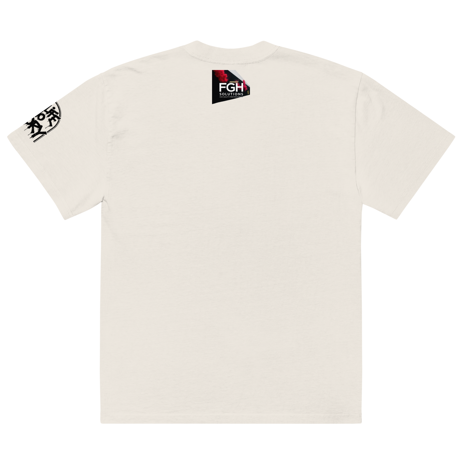Oversized faded streetwear T-shirt with bold graffiti text “No Life No Story” printed on heavyweight cotton – urban unisex design by FGH Collective
