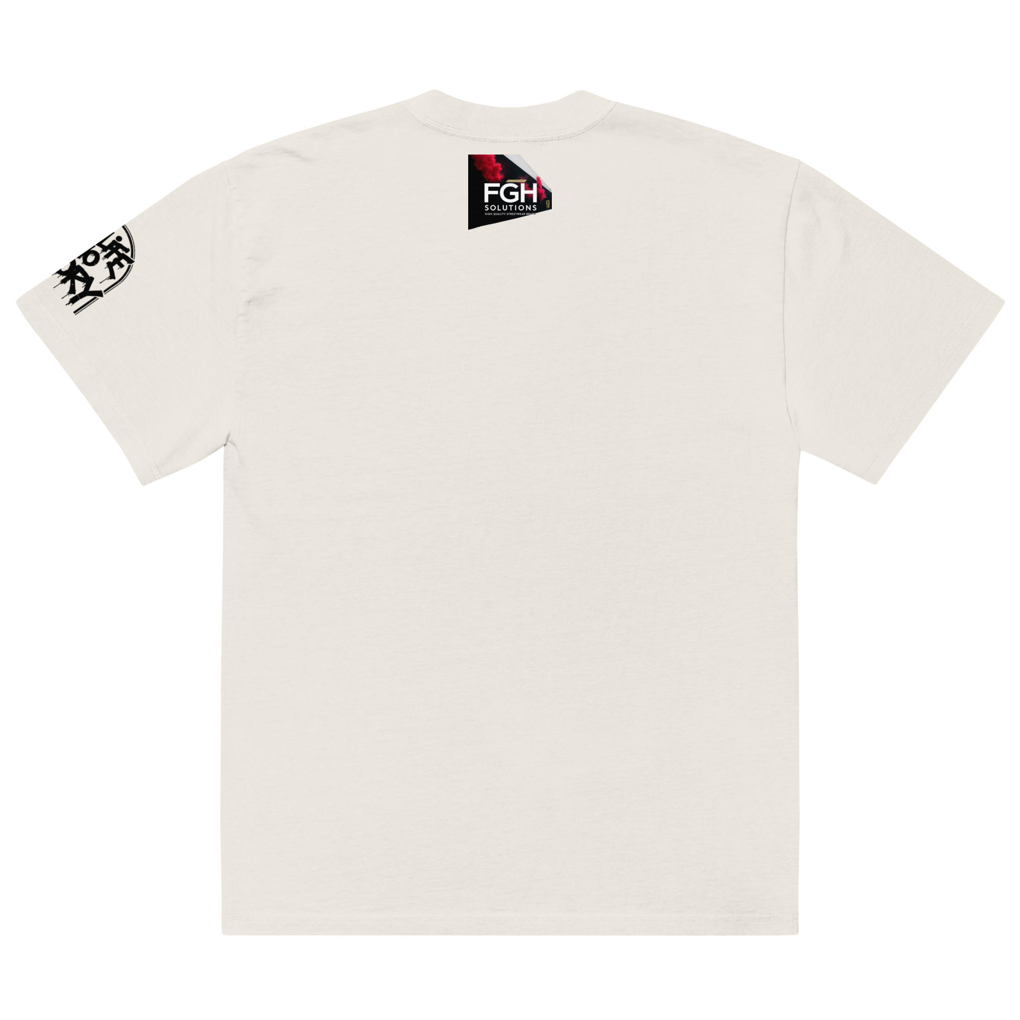 Oversized faded streetwear T-shirt with bold graffiti text “No Life No Story” printed on heavyweight cotton – urban unisex design by FGH Collective
