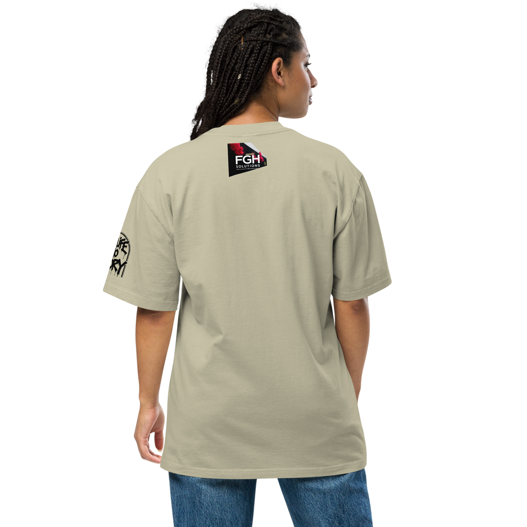 Oversized faded streetwear T-shirt with bold graffiti text “No Life No Story” printed on heavyweight cotton – urban unisex design by FGH Collective
