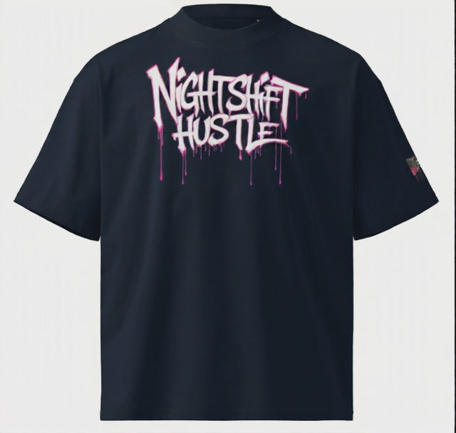 Nightshift Hustle – Camisa de algodón orgánico bio de gran tamaño con estilo – Calidad prémium