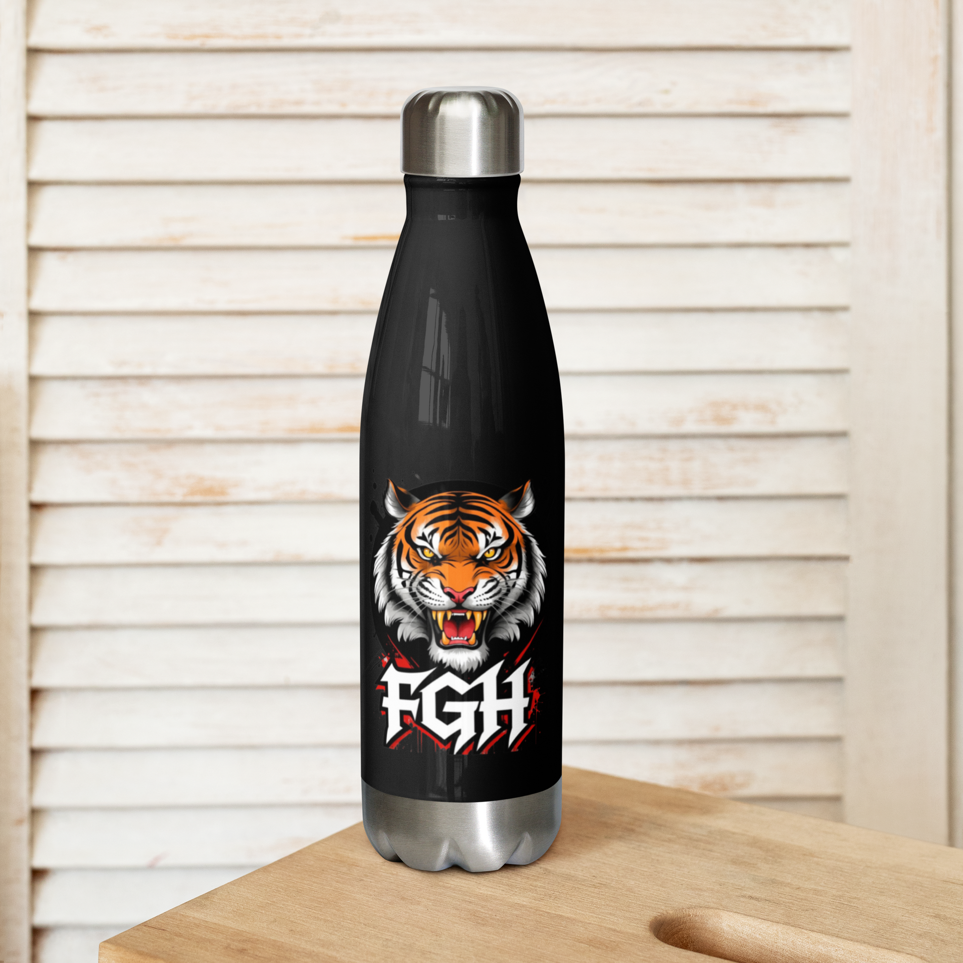 Tiger Grind Wasserflasche 500ml - Frontansicht mit Graffiti-Design